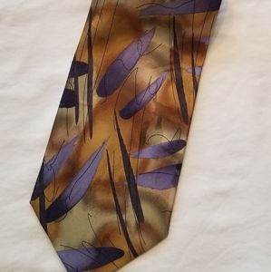 J. Garcia silk tie .... gold, light blue w floral & airy design